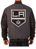 la kings varsity black and charcoal jacket.