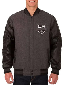 la kings varsity black and charcoal jacket