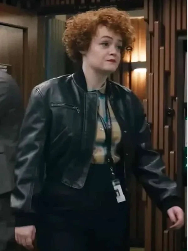 leah byrne dept q bomber leather jacket.