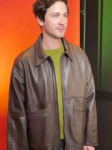 Logan Lerman Oh Hi! Brown Leather Jacket