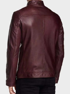 maroon aviator cafe racer jacket.