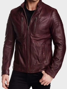 maroon aviator cafe racer jacket