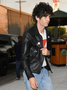 Matty Healy LA 2025 Black Leather Jacket