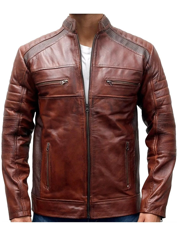 men brown cafe racer jacket