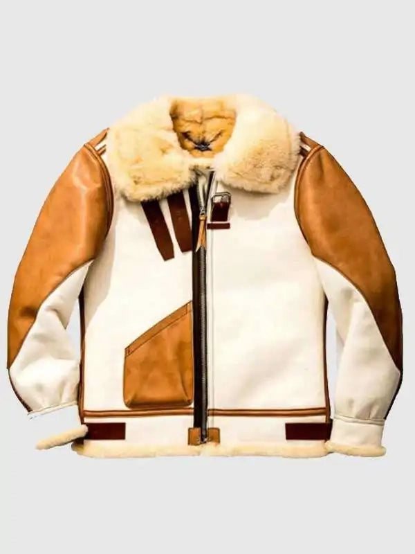 mens aviator usaf real sheepskin shearling jacket