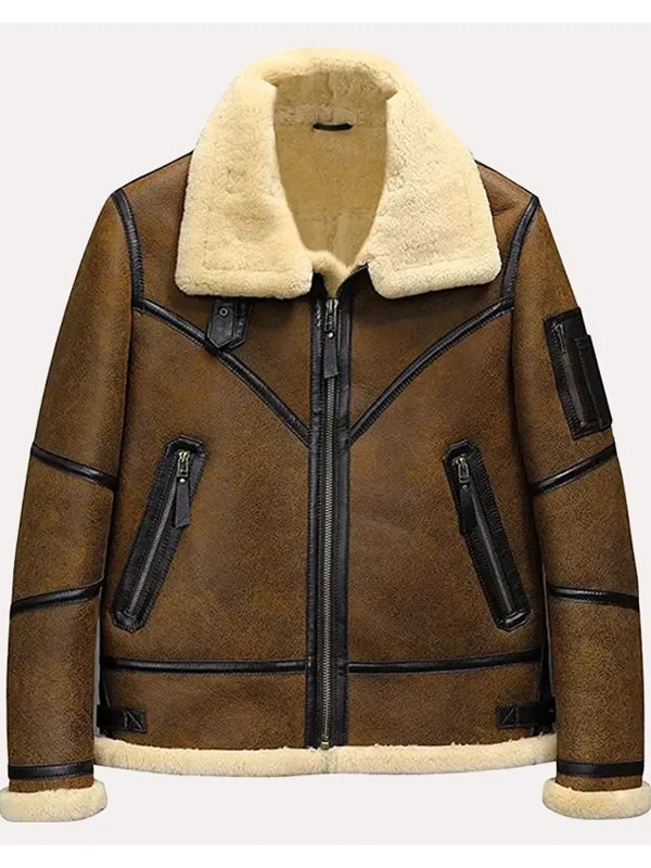 mens b3 genuine leather shearling jacket
