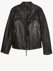 mens banana black republic biker leather jacket..
