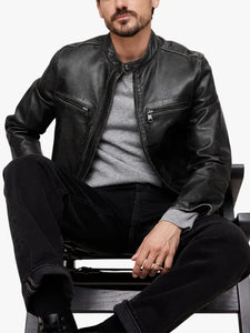 mens banana black republic biker leather jacket