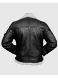 mens black bomber aviator shearling jacket.