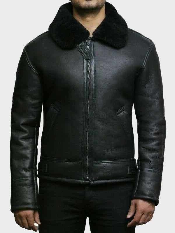 mens black sheep rumble skin leather shearling jacket