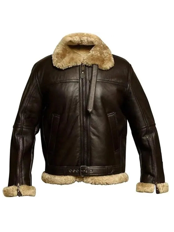 mens bomber aviator shearling jacket..