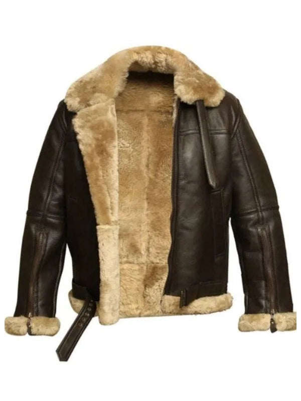 mens bomber aviator shearling jacket
