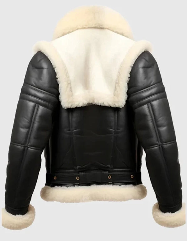 mens bomber leather aviator shearling jacket.