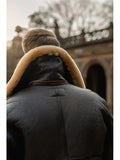 mens brown leather aviator shearling jacket...