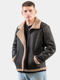 mens brown pilot bomber shearling jacket...