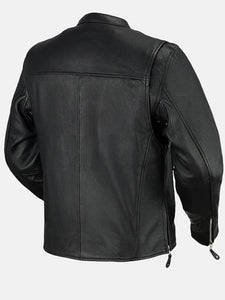 mens cafe racer black leather jacket.