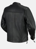 mens cafe racer black leather jacket..
