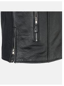 mens cafe racer black leather jacket.