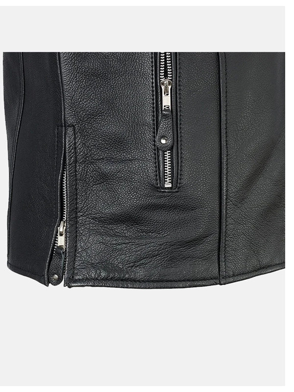mens cafe racer black leather jacket.