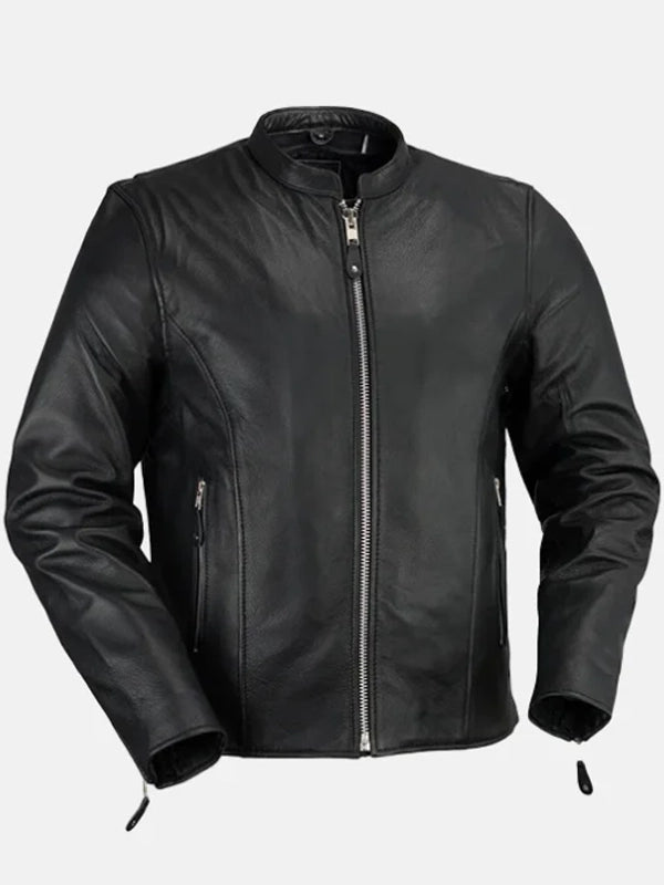 mens cafe racer black leather jacket