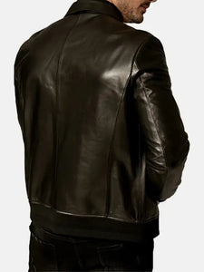 mens classic black leather jacket.