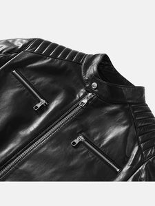 mens classic black leather racer jacket.