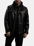 mens classic black leather racer jacket.