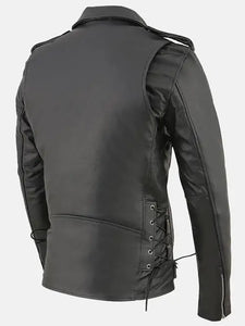 mens classic police style biker leather jacket.