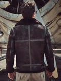 mens dark brown b3 aviator shearling jacket.
