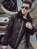 mens dark brown b3 aviator shearling jacket