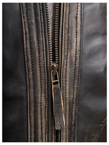 mens distressed brown leather biker jacket.