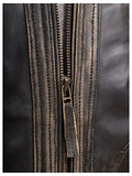 mens distressed brown leather biker jacket..