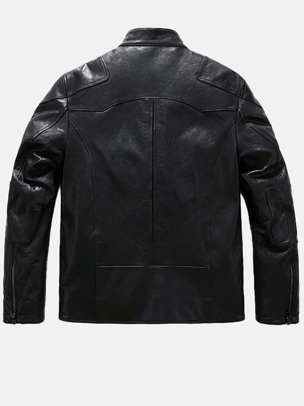 mens matt black leather jacket.