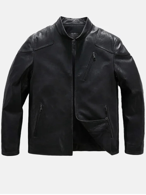 mens matt black leather jacket