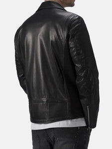 mens padded black leather jacket.