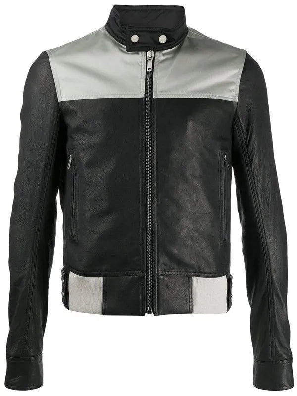 mens slim fit biker leather jacket