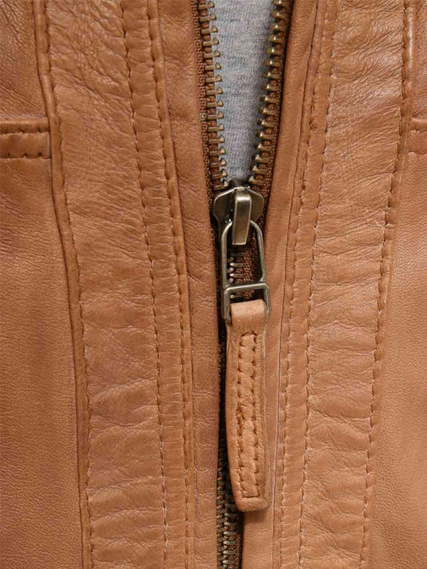 mens slim fit brow n leather jacket...