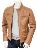 mens slim fit brow n leather jacket