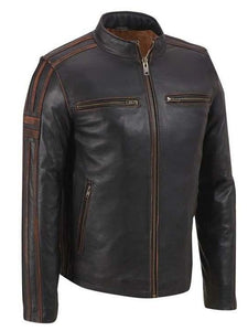 mens stripe cafe racer jacket