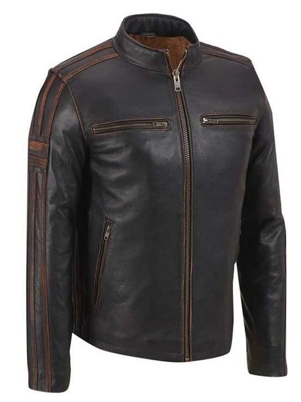 mens stripe cafe racer jacket