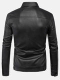 mens turn down collar leather jacket.