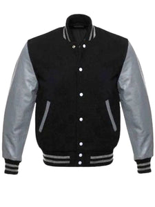 mens varsity jacket with leater sleeves