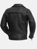 mens zippered slash pockets biker leather jacket.