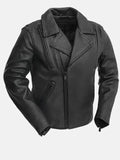 mens zippered slash pockets biker leather jacket