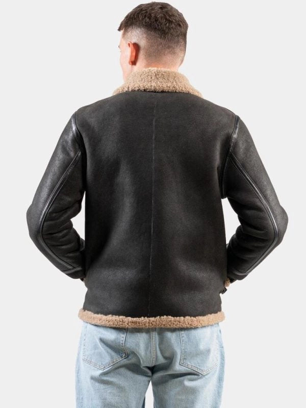 mensbrownpilotbombershearlingjacket..mens brown pilot bomber shearling jacket.