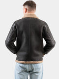 mensbrownpilotbombershearlingjacket..mens brown pilot bomber shearling jacket.