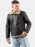 mensbrownpilotbombershearlingjacket..mens brown pilot bomber shearling jacket