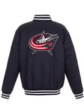 navy columbus blue jackets front hit poly twill jacket.