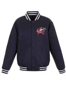 navy columbus blue jackets front hit poly twill jacket