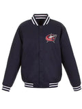 navy columbus blue jackets front hit poly twill jacket
